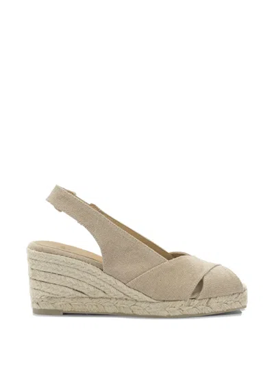 Castaã±er Diana Crossover-strap Wedge Espadrilles In Neutral