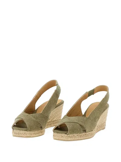 Castaã±er Diana Peep-toe Slingback Espadrilles In Green