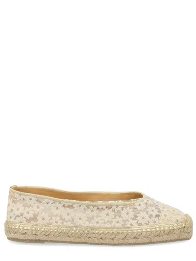 Castaã±er Floral-embroidered Flat Espadrilles In Neutral
