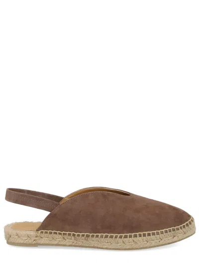 Castaã±er Slingback Flat Suede Espadrilles In Brown