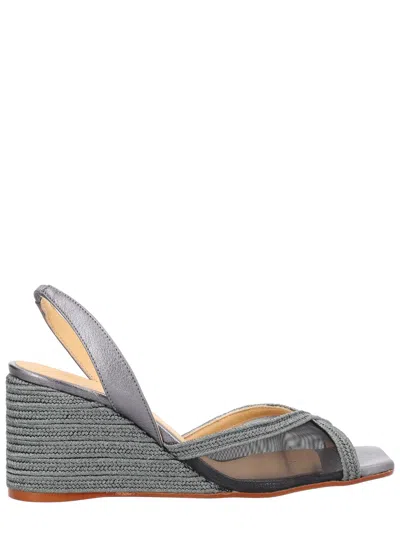 Castaã±er Betty Leather Espadrilles In Gray