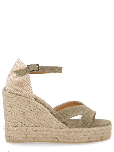 Castaã±er Bruna Ankle-strap Wedge Espadrilles In Green