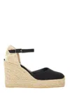 Castaã±er Castaner Bianca Raffia Wedge Espadrilles In Black