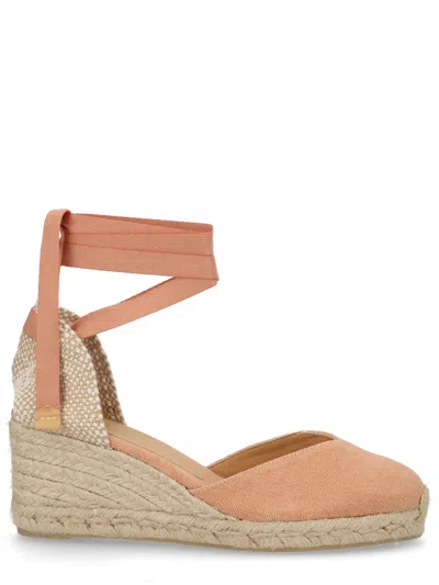 Castaã±er Carina Tie-fastening Wedge Espadrilles In Orange