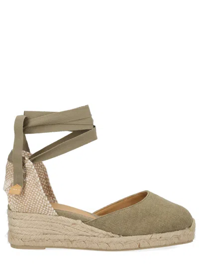 Castaã±er Tie-fastening Wedge Espadrilles In Green