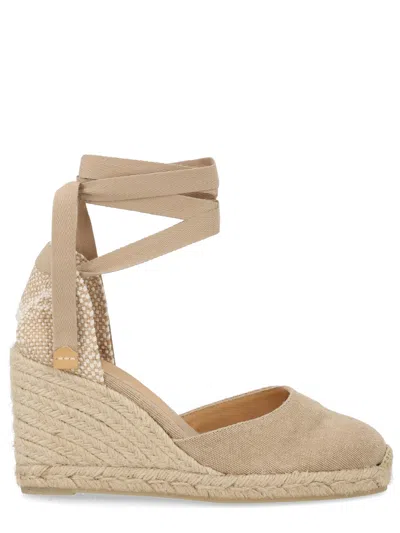 Castaã±er Castaer Chiara Canvas Wedge Sandal In Neutral