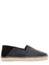 Castaã±er Black Leather Espadrilles In Black