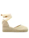 Castaã±er Castaner Womens Cream Carina Self-tie Canvas Wedge Espadrilles