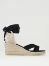 Castaã±er Black Canvas Espadrille Wedges In Black