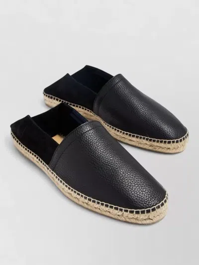 Castaã±er Espadrilles Round Toe Textured Upper Jute Sole In Black