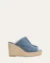 Castaã±er Fatima Frayed Canvas Slide Espadrilles In Gray