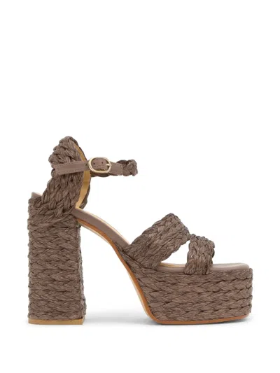 Castaã±er Fresa Braided Platform Sandals In Animal Print