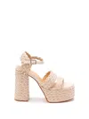 Castaã±er Fresa Raffia Platform Sandals In Neutral