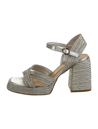 Pre-owned Castaã±er Glitter Accents Sandals In Gray