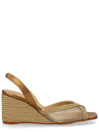 Castaã±er Golden Slingback Wedges Espadrilles