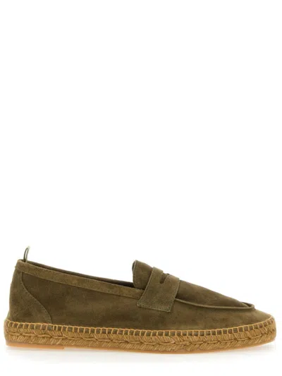 Castaã±er Green Suede Espadrilles In Brown