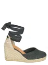 Castaã±er Grey Lace-up Espadrille Sandals In Cotton Woman In Gray