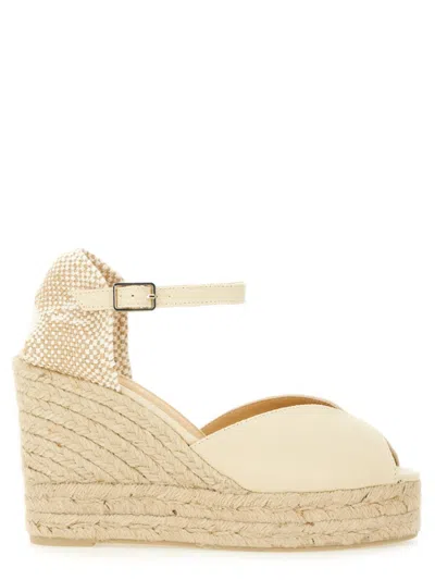 Castaã±er Ivory Cotton Espadrille Wedges In Neutral