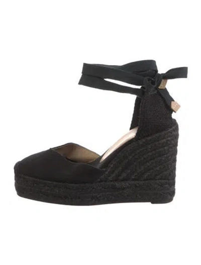 Pre-owned Castaã±er Jute Braided Accents D'orsay Pumps In Black