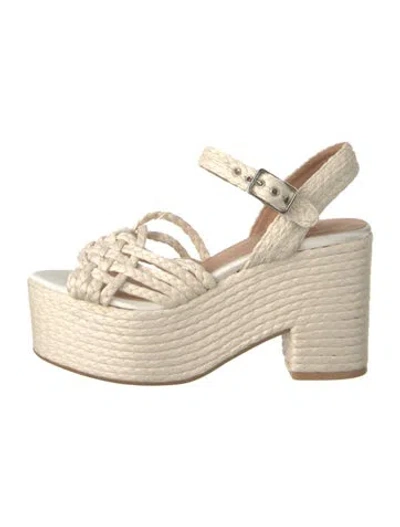 Pre-owned Castaã±er Jute Braided Accents Sandals In Neutral