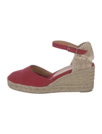 Pre-owned Castaã±er Jute Colorblock Pattern D'orsay Pumps