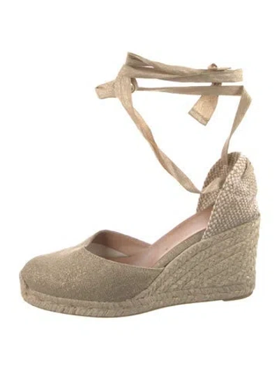 Pre-owned Castaã±er Jute D'orsay Pumps In Brown