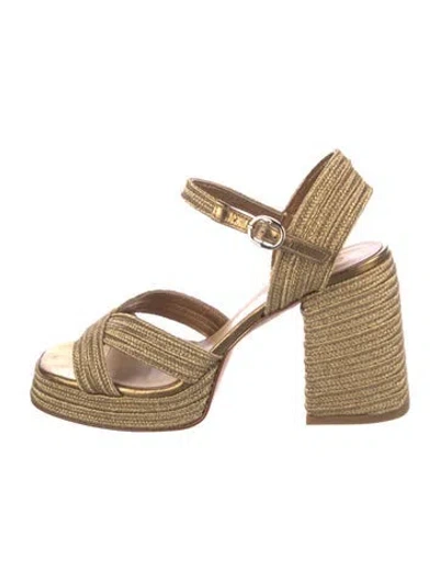 Pre-owned Castaã±er Jute D'orsay Pumps In Gold