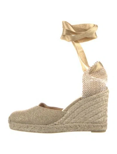 Pre-owned Castaã±er Jute Espadrilles In Gold