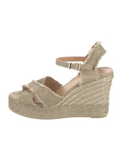 Pre-owned Castaã±er Jute Espadrilles In Neutral