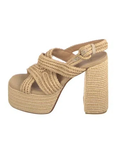 Pre-owned Castaã±er Jute Espadrilles In Neutral