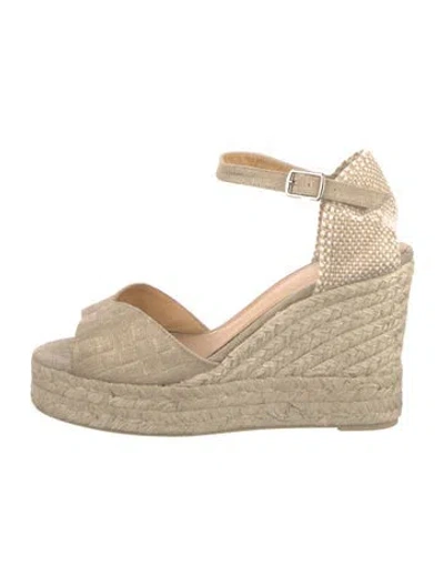 Pre-owned Castaã±er Jute Espadrilles In Neutrals