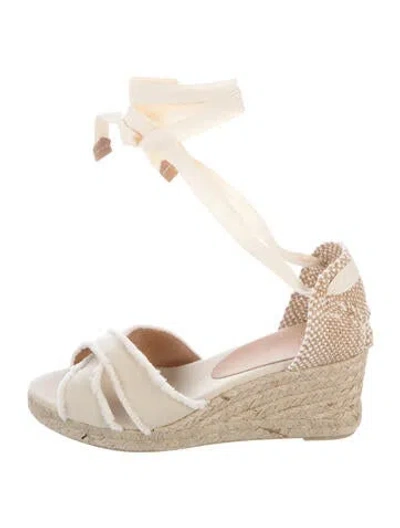 Pre-owned Castaã±er Jute Espadrilles In White