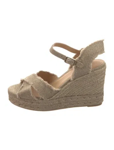 Pre-owned Castaã±er Jute Glitter Accents Espadrilles In Gold/neutrals