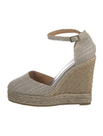 Pre-owned Castaã±er Jute Pumps In Neutrals