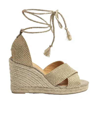 Castaã±er Lace-up Wedge Sandals In White