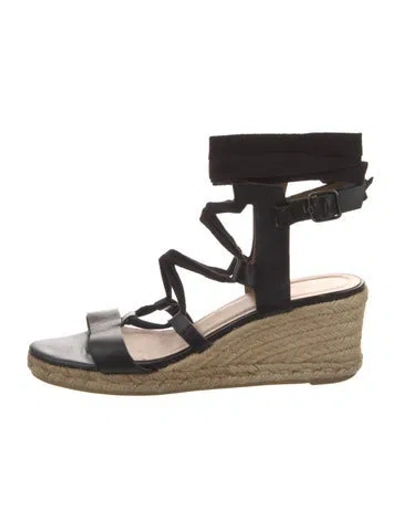 Pre-owned Castaã±er Leather Espadrilles In Black