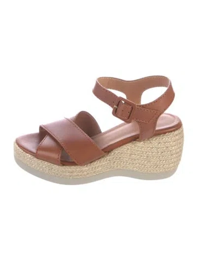 Pre-owned Castaã±er Leather Espadrilles In Brown