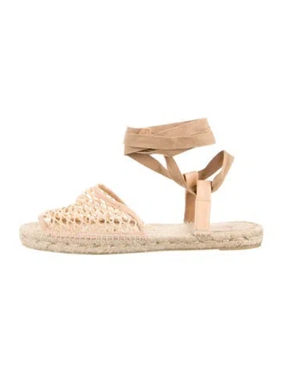 Pre-owned Castaã±er Leather Espadrilles In Orange