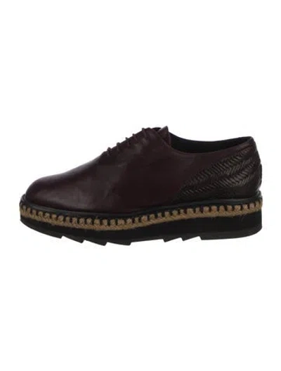Pre-owned Castaã±er Leather Oxfords In Burgundy
