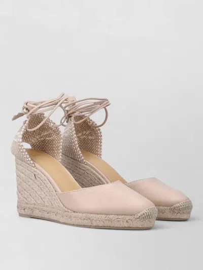 Castaã±er Leather Wedge Espadrille Lace-up Shoes In Multi