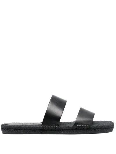 Castaã±er Men's Kim Leather Slip On Sandal In Negro In Black