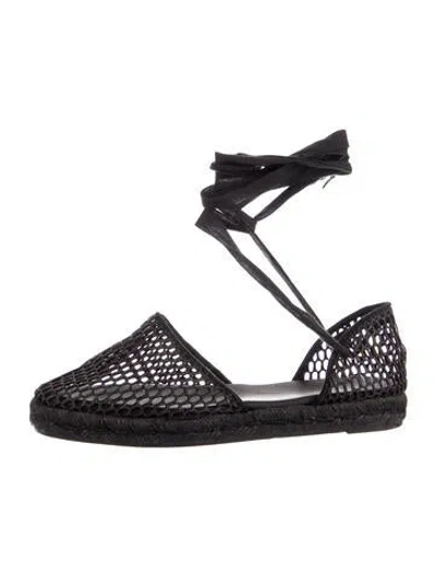 Pre-owned Castaã±er Mesh D'orsay Flats In Black