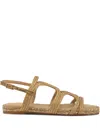 Castaã±er Metallic Weave Flat Sandals In Gold