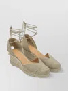 Castaã±er Natural Braided Closed Toe Wedge Espadrilles In Multi