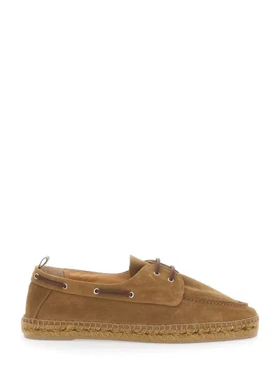 Castaã±er Nemo Brown Espadrillas With Contrasting Stitching And Pull-tab At The Heel In Suede Man