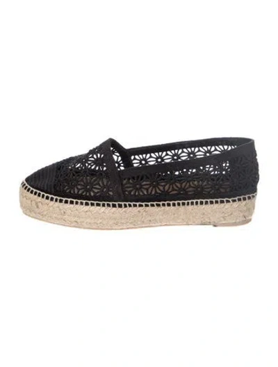 Pre-owned Castañer Nylon Lace Pattern Espadrilles In Black