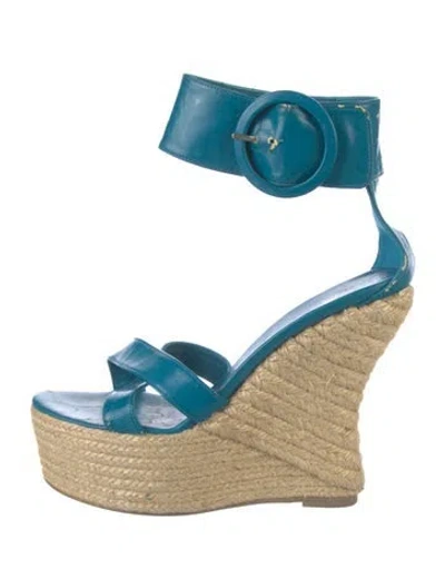 Pre-owned Castaã±er Patent Leather Espadrilles In Blue