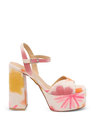Castaã±er Patterned Buckle Sandals In White
