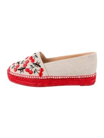 Pre-owned Castaã±er Patterned Embroidered Accent Espadrilles In Neutral