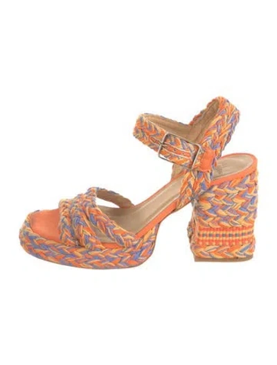 Pre-owned Castaã±er Patterned Sandals In Orange
